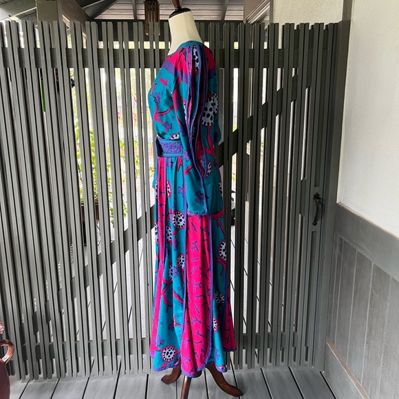 Jeanne Marc Dress Colorful 🌸❤️Pink Teal - Picture 3 of 14